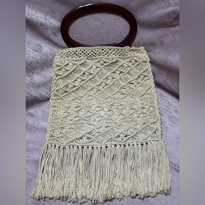 Vintage Macrame Fringe Handbag